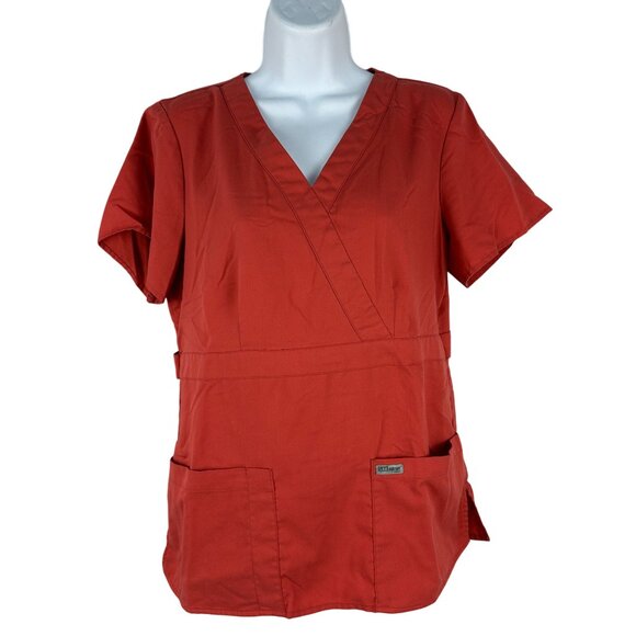 Greys Anatomy By Barco Womens Scrub Top Size M Red Polyester/Rayon - Picture 1 of 6